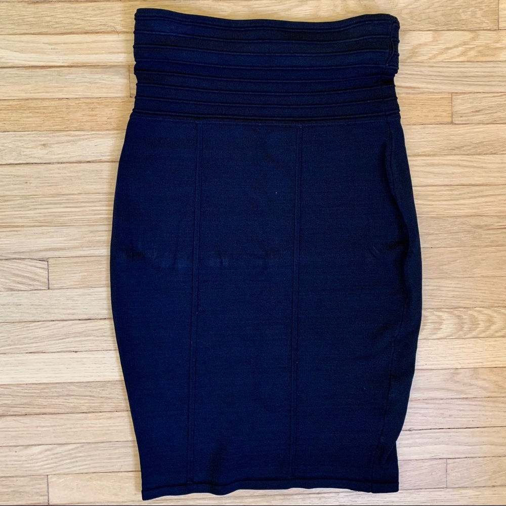 Bebe Black Knit Ribbed Bodycon Pencil Skirt